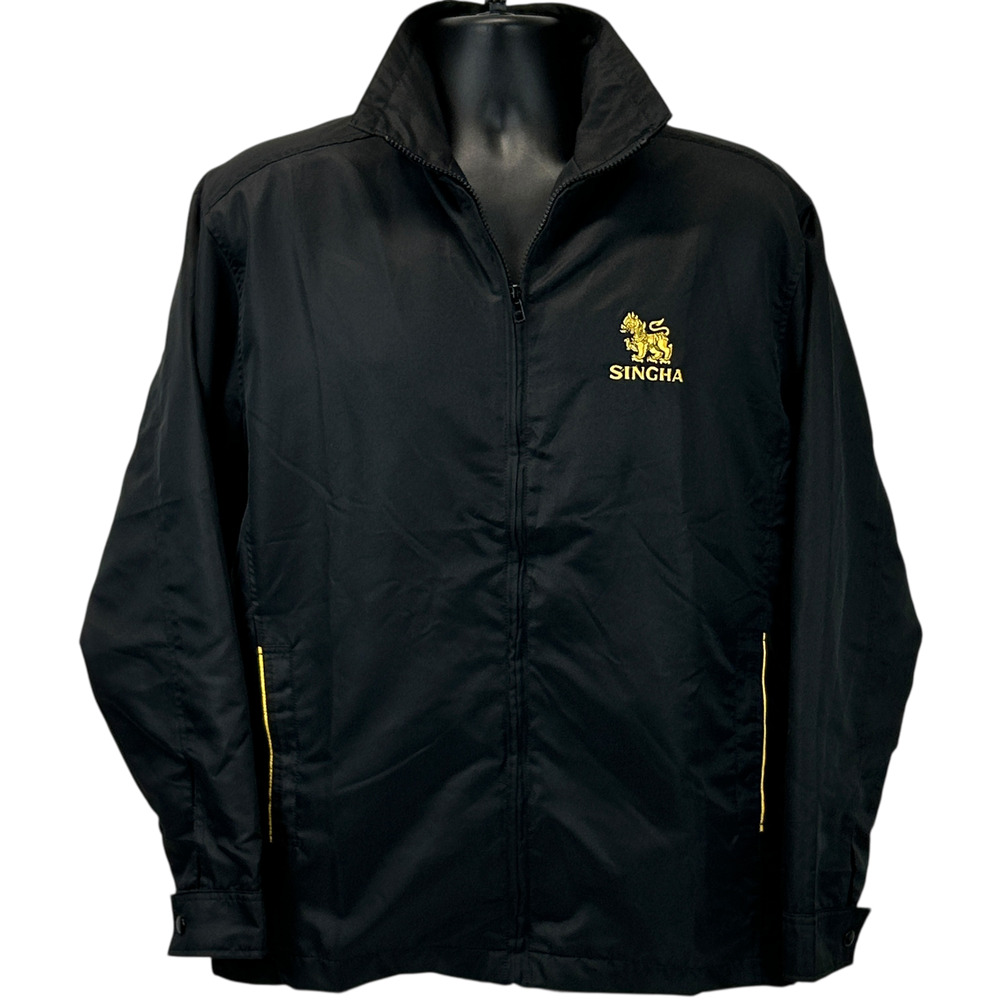 Singha Beer Satin Jacket Thailand Mock Neck Long Sleeve Womens XL X-Large